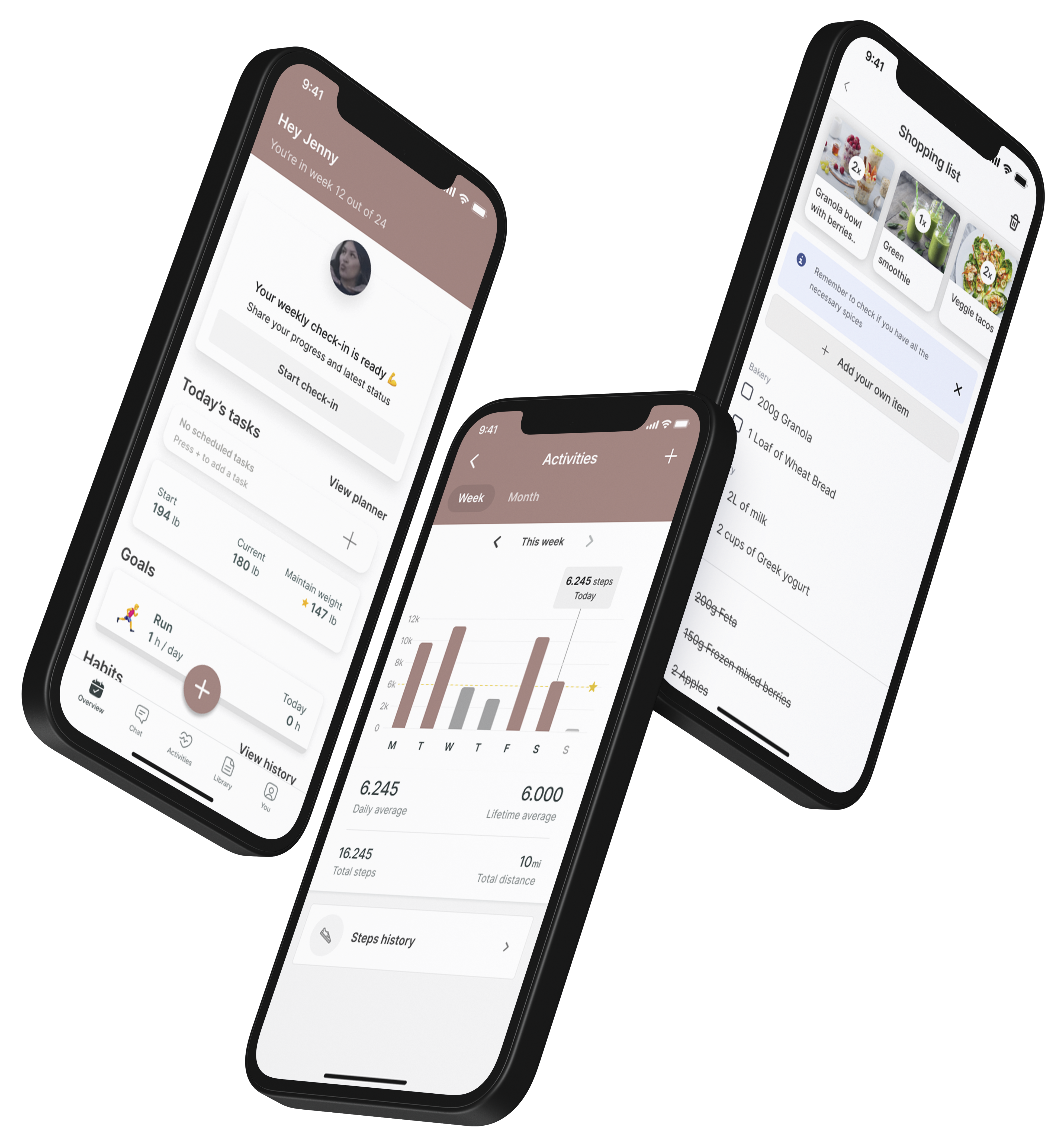 A mockup of the coaching app showcasing the features.
